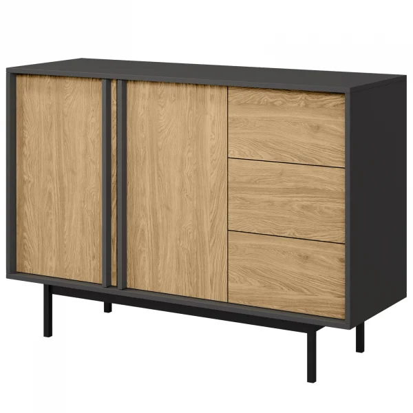 Madia 123x87 cm 2 ante 3 cassetti antracite rovere Essenzia