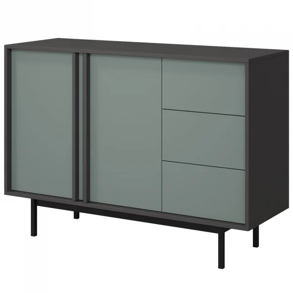 Madia 123x87 cm 2 ante 3 cassetti antracite verde Essenzia