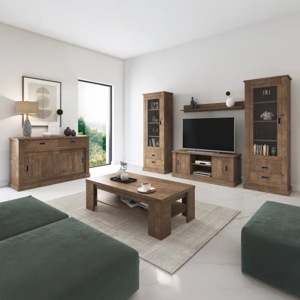 Madia 150x100h cm 2 ante scorrevoli 2 cassetti soggiorno noce nero Islen