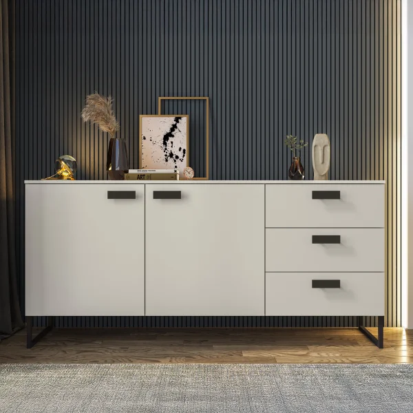 Madia 184x87h cm 2 ante 3 cassetti moderna cashmere nero Casmira