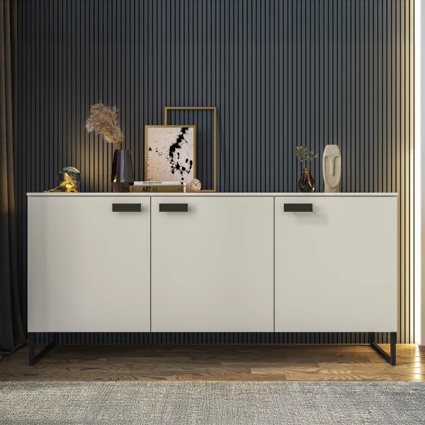 Madia 184x87h cm 3 ante moderna cashmere nero Casmira