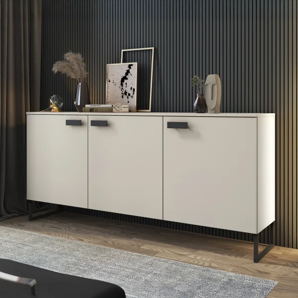 Madia 184x87h cm 3 ante moderna cashmere nero Casmira