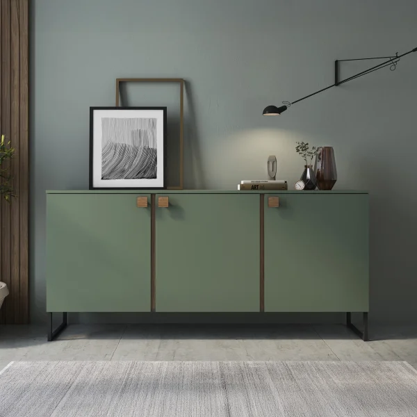 Madia 184x87h cm 3 ante moderna verde salvia scuro rovere Selvia