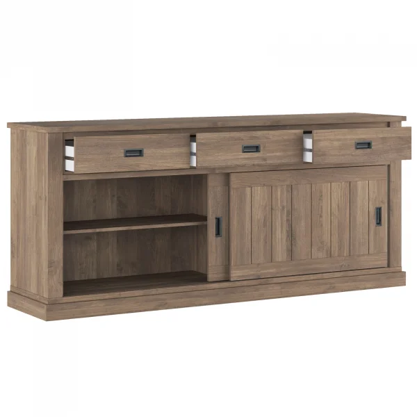 Madia 215x96h cm 2 ante scorrevoli 3 cassetti soggiorno noce nero Islen