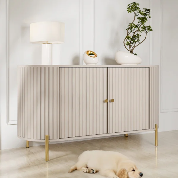Madia moderna 139x79h cm cannettato 2 ante beige cashmere Zurik