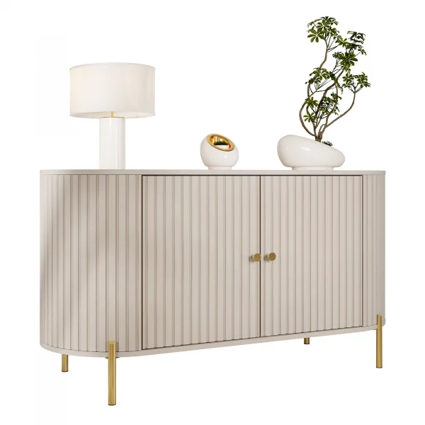 Madia moderna 139x79h cm cannettato 2 ante beige cashmere Zurik