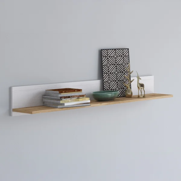 Mensola da parete 215x18h cm soggiorno bianco opaco rovere Islen