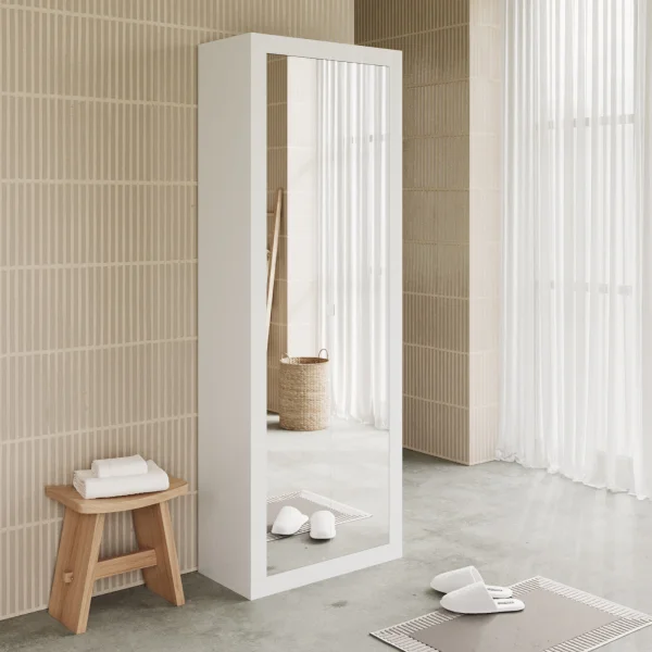 Mobile bagno 70x195h cm 2 ante con specchio bianco lucido Turny