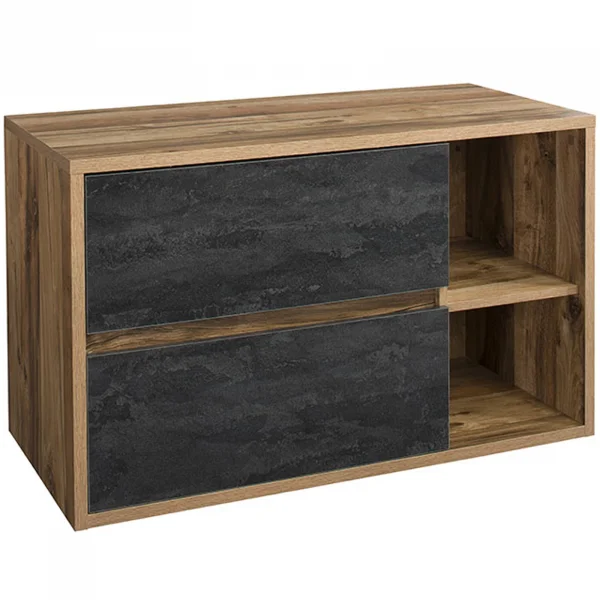 Mobile bagno sospeso 100cm 2 cassetti rovere antracite Stony
