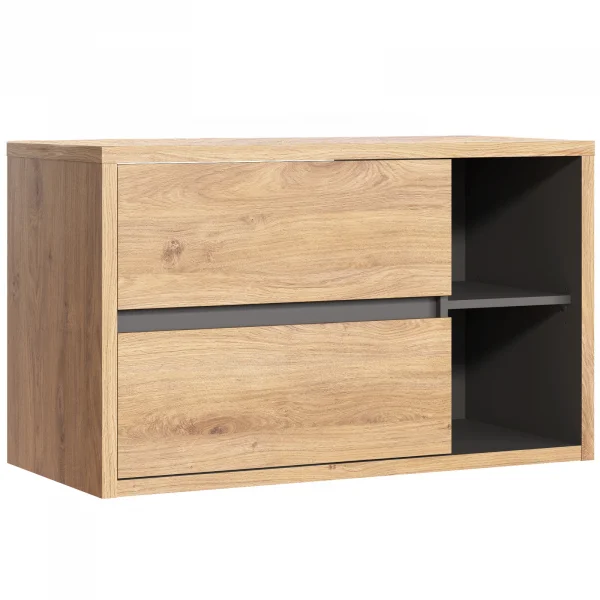 Mobile bagno sospeso 100cm 2 cassetti rovere antracite Veny