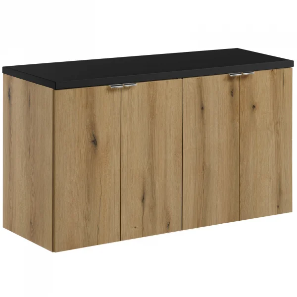 Mobile bagno sospeso 100cm 4 ante rovere nero Rovery