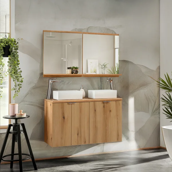 Mobile bagno sospeso 100cm 4 ante rovere Rovery