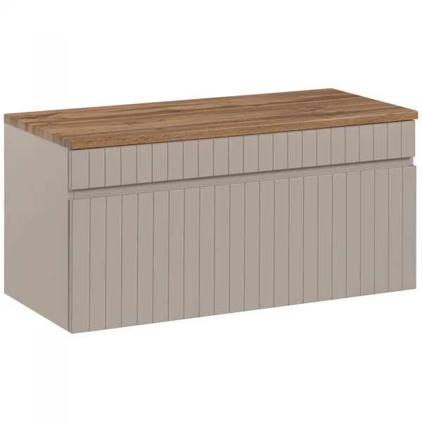 Mobile bagno sospeso 100cm cannettato 1 cassettone beige Autentic