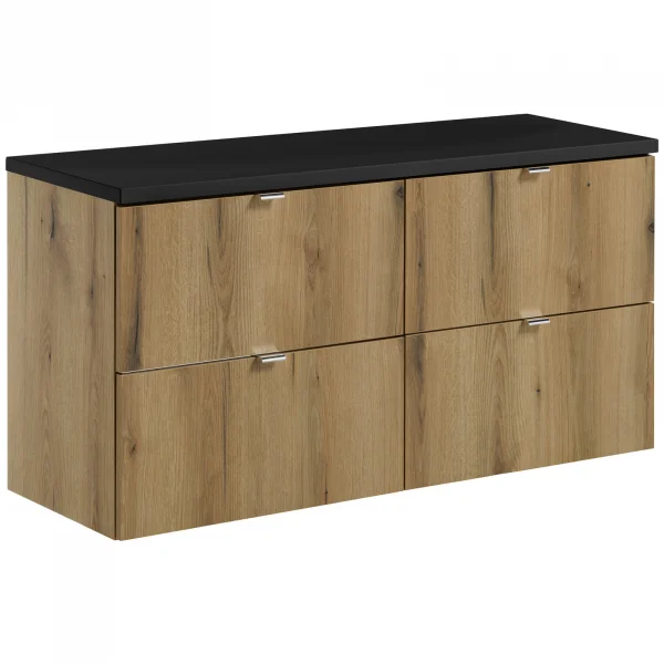 Mobile bagno sospeso 120cm 4 cassetti rovere nero Rovery