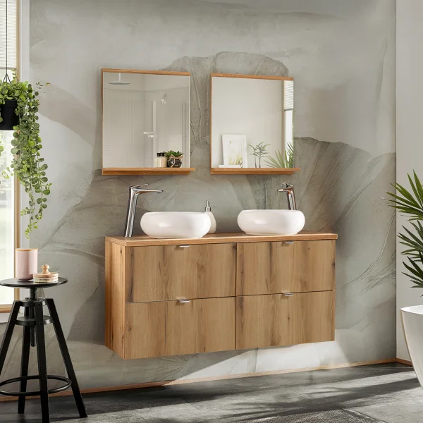 Mobile bagno sospeso 120cm 4 cassetti rovere Rovery