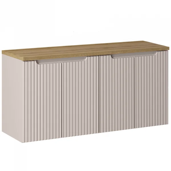 Mobile bagno sospeso 120cm cannettato 4 ante beige rovere Cleany