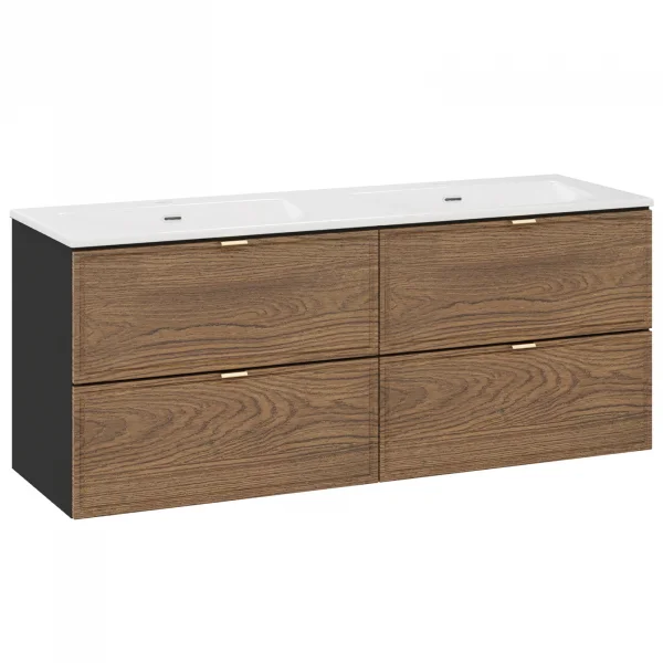 Mobile bagno sospeso 120cm con lavabo 4 cassetti noce Walnuts