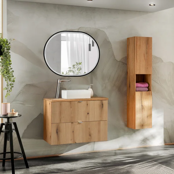 Mobile bagno sospeso 130cm con colonna rovere Rovery