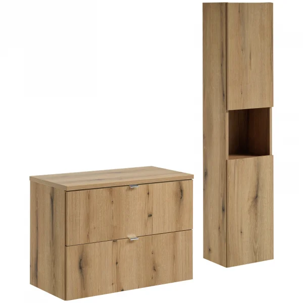 Mobile bagno sospeso 130cm con colonna rovere Rovery