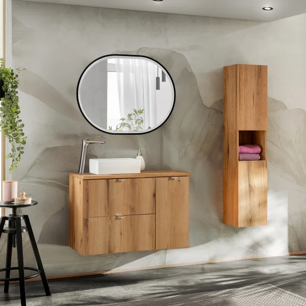 Mobile bagno sospeso 140cm con colonna rovere Rovery