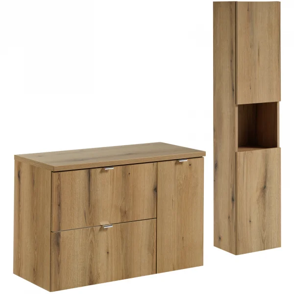 Mobile bagno sospeso 140cm con colonna rovere Rovery