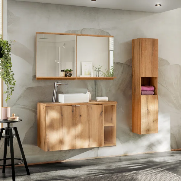 Mobile bagno sospeso 150cm con colonna rovere Rovery