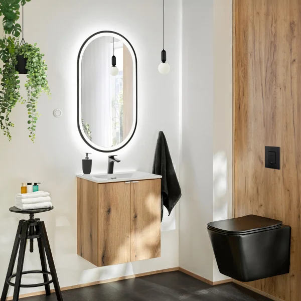 Mobile bagno sospeso 50cm 2 ante con lavabo rovere Rovery