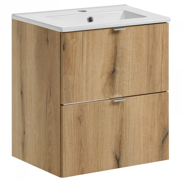 Mobile bagno sospeso 50cm 2 cassetti con lavabo rovere Rovery