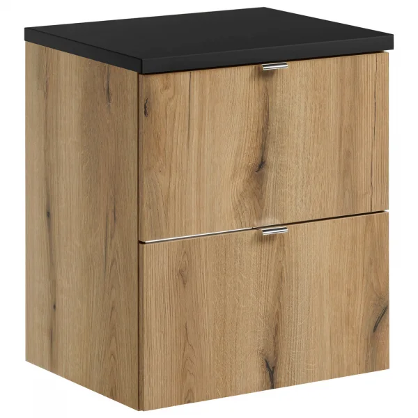 Mobile bagno sospeso 50cm 2 cassetti rovere nero Rovery