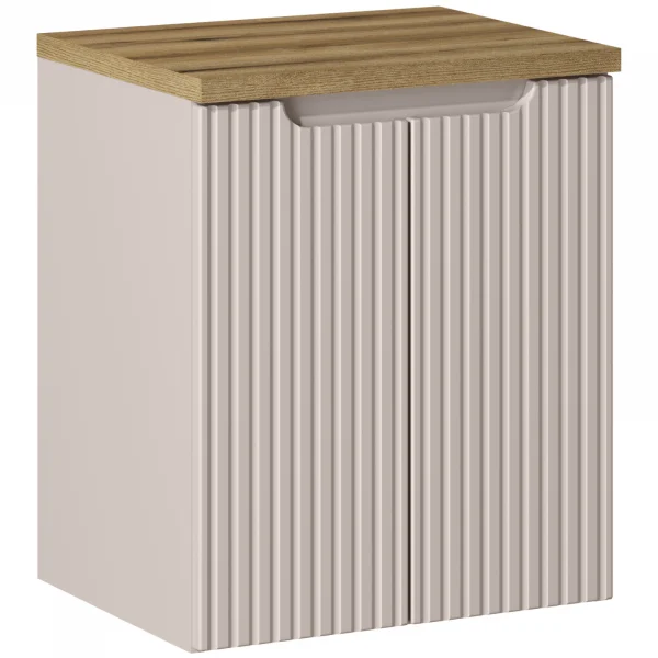 Mobile bagno sospeso 50cm cannettato 2 ante beige rovere Cleany