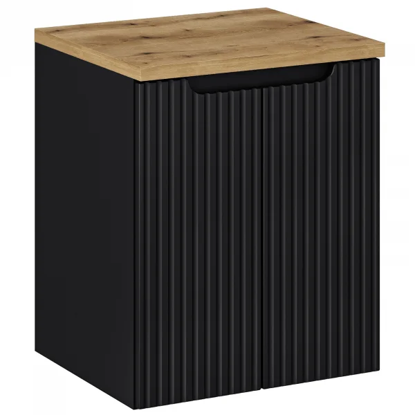 Mobile bagno sospeso 50cm cannettato 2 ante nero rovere Cleany