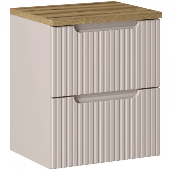 Mobile bagno sospeso 50cm cannettato 2 cassetti beige rovere Cleany