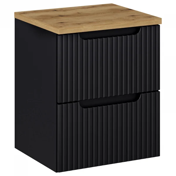 Mobile bagno sospeso 50cm cannettato 2 cassetti nero rovere Cleany