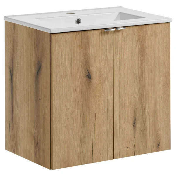 Mobile bagno sospeso 60cm 2 ante con lavabo rovere Rovery