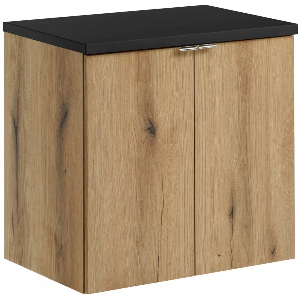Mobile bagno sospeso 60cm 2 ante rovere nero Rovery