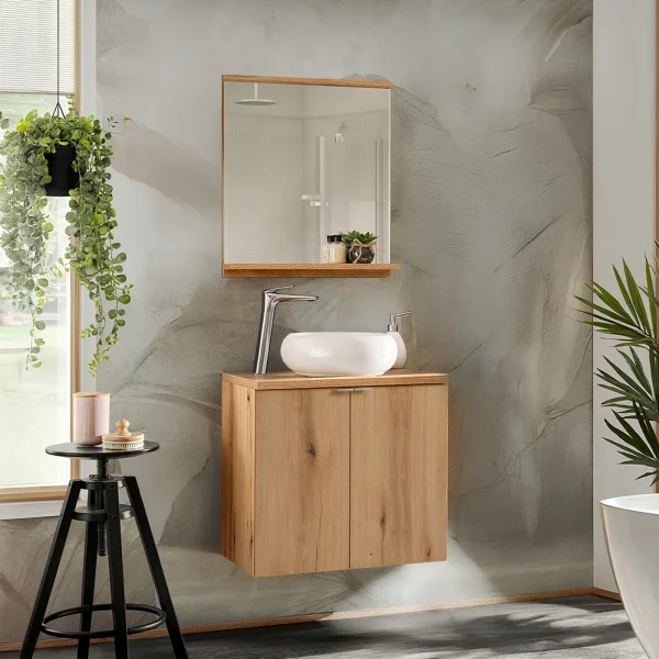 Mobile bagno sospeso 60cm 2 ante rovere Rovery