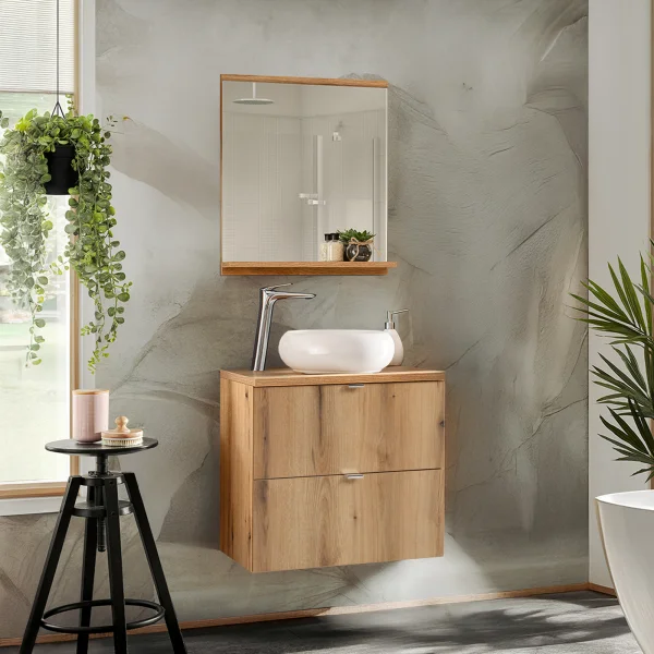 Mobile bagno sospeso 60cm 2 cassetti rovere Rovery