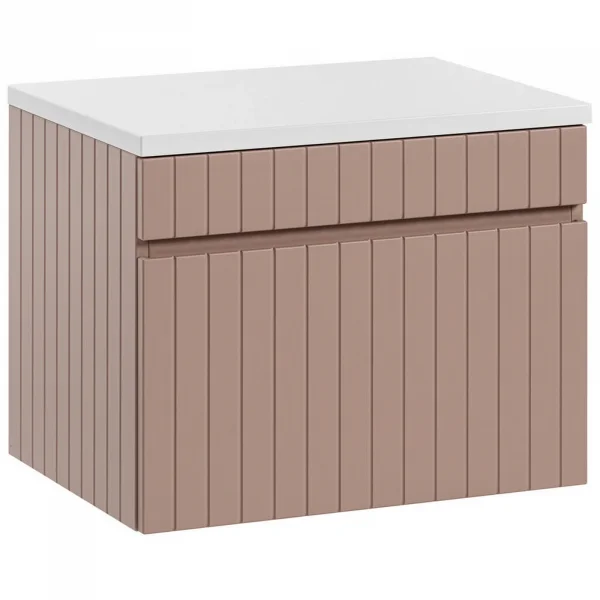 Mobile bagno sospeso 60cm cannettato 1 cassettone rosa Autentic