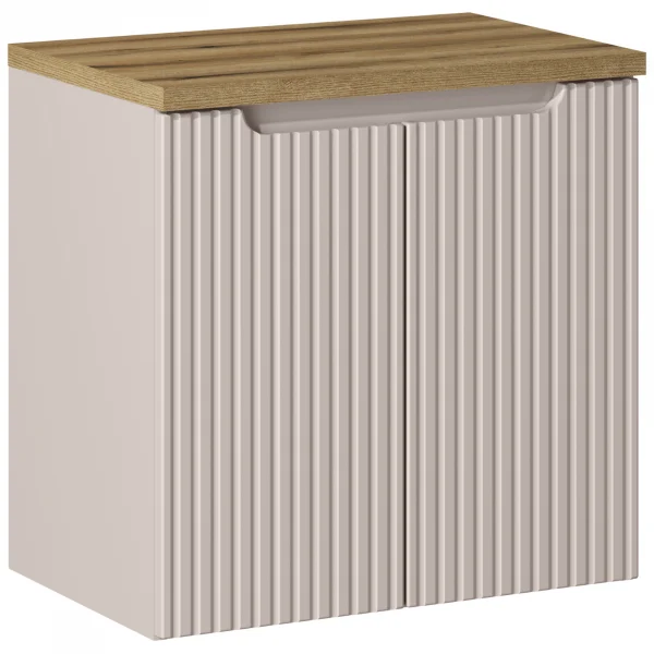 Mobile bagno sospeso 60cm cannettato 2 ante beige rovere Cleany