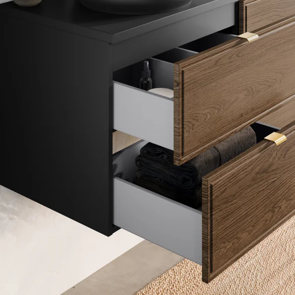 Mobile bagno sospeso 60cm con colonna noce Walnuts