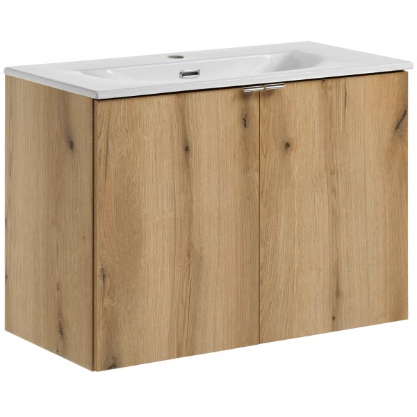 Mobile bagno sospeso 80cm 2 ante con lavabo rovere Rovery