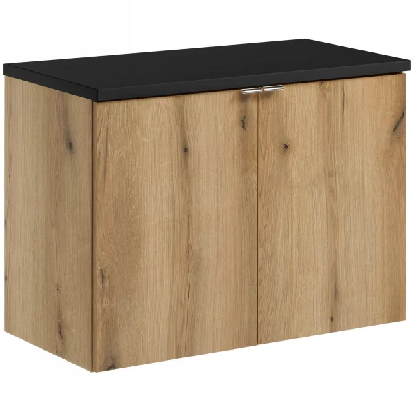 Mobile bagno sospeso 80cm 2 ante rovere nero Rovery