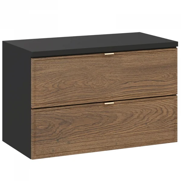 Mobile bagno sospeso 80cm 2 cassetti noce Walnuts