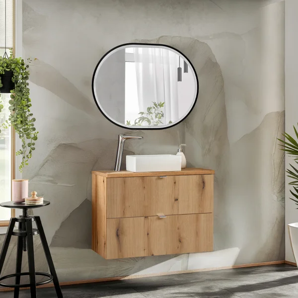 Mobile bagno sospeso 80cm 2 cassetti rovere Rovery
