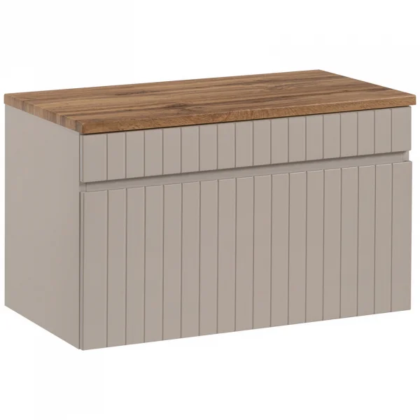 Mobile bagno sospeso 80cm cannettato 1 cassettone beige Autentic