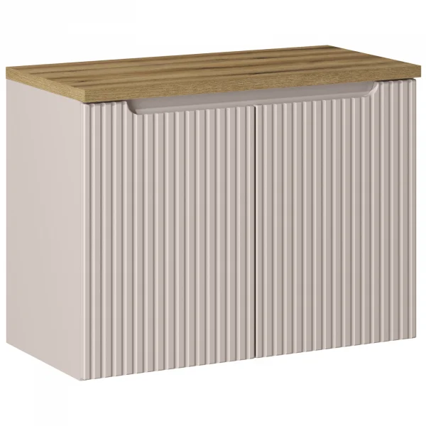 Mobile bagno sospeso 80cm cannettato 2 ante beige rovere Cleany