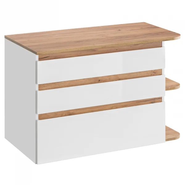 Mobile bagno sospeso 94cm 2 cassetti attrezzati bianco rovere Dual