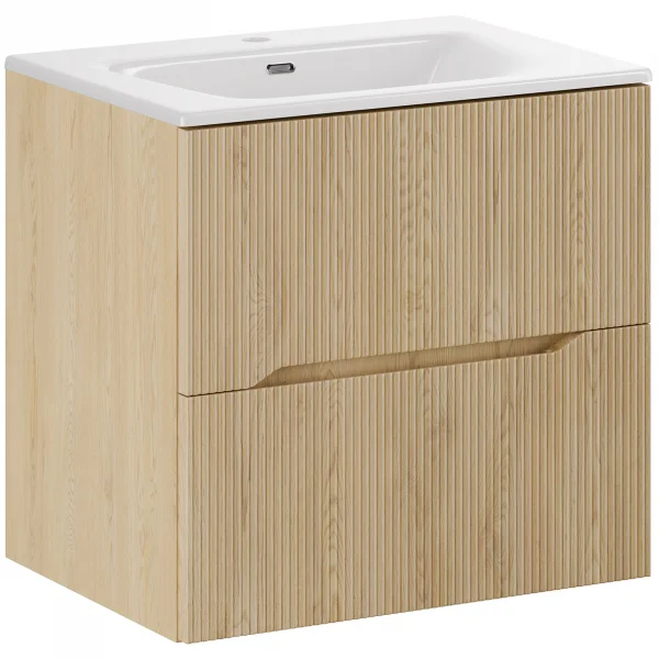 Mobile bagno sospeso cannettato 60cm con lavabo rovere Pretty