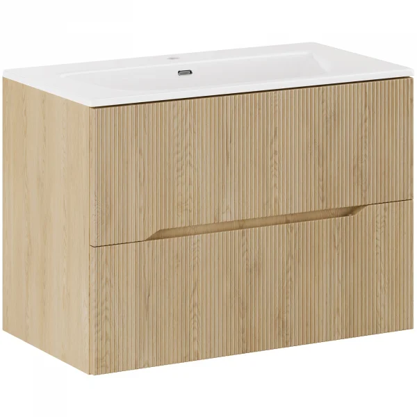 Mobile bagno sospeso cannettato 80cm con lavabo rovere Pretty
