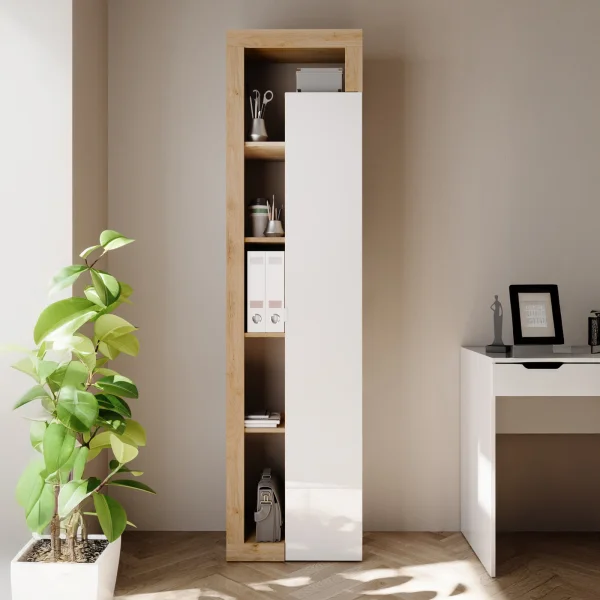 Mobile colonna multiuso 50x189h cm bianco lucido rovere Invictus